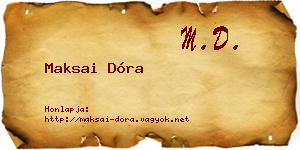 Maksai Dóra névjegykártya